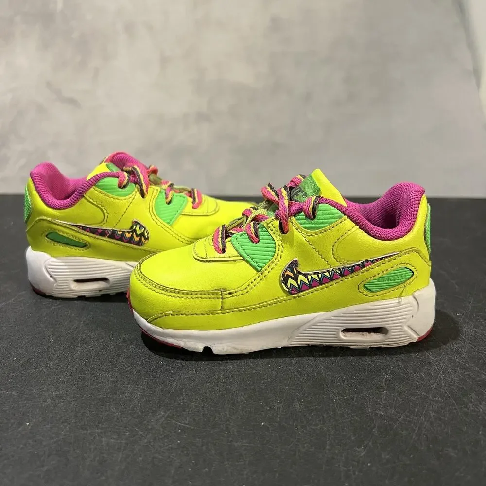 Nike Air Max 90 Shoes Youth 6c Volt Pink CW5798-700 Kids Athletic Sneaker